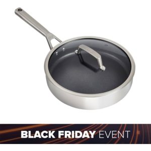 Ninja ZEROSTICK Stainless Steel 26cm Sauté Pan with Lid - C60126UK