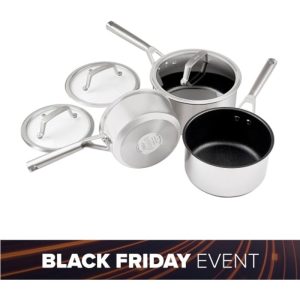 Ninja ZEROSTICK Stainless Steel 3-Piece Pan Set - C63000UK
