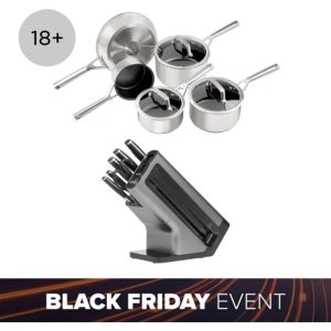 Ninja Foodi Stainless Steel Pan and Knife Block Set - C65KB6UK