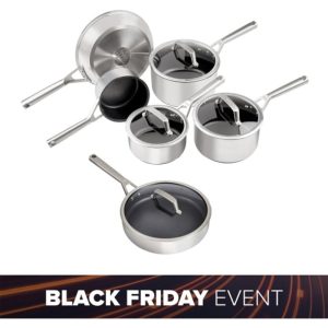 Exclusive Ninja ZEROSTICK Stainless Steel Cookware Bundle - 6-Piece Set
