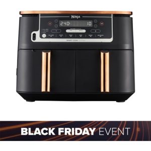 Ninja Deluxe Black & Copper Edition Foodi MAX Dual Zone Air Fryer with Smart Cook System AF451UKDBCP