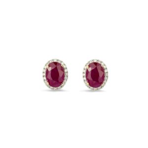 Margot Fox Jewellery Forever Classic Ruby & Diamonds Oval Stud Earrings