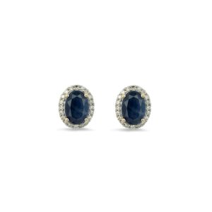 Margot Fox Jewellery Forever Classic Sapphire & Diamonds Oval Stud Earrings