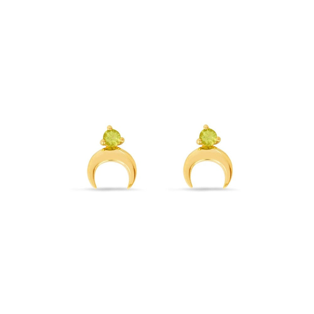 Margot Fox Jewellery Modern Moon Peridot Stud Earrings