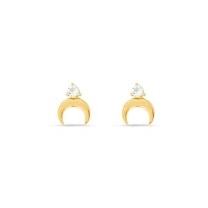 Margot Fox Jewellery Modern Moon Clear Topaz Stud Earrings
