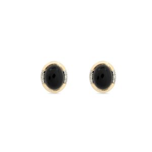 Margot Fox Jewellery Forever Classic Onyx & Diamonds Oval Stud Earrings
