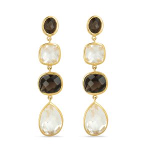 Margot Fox Jewellery Modern Edge Smoky & Crystal Quartz Cocktail Drop Earrings