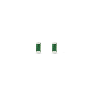 Margot Fox Jewellery Unisex Petite Baguette Sakota Emerald Stud Earrings