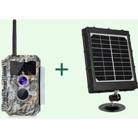 Bundle Wireless WiFi Wildlife Trail Camera with Night Vision Motion Activated 32MP 1296P Waterproof and Solarpanel-Kits 8000mAh | W600