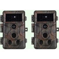 2-Pack Wildlife Trail Camera with Night Vision 0.1S Trigger Motion Activated 32MP 1296P IP66 Waterproof for Hunting & home security | A323