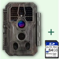 Bundle: Wildlife Trail Camera with Night Vision Motion Activated 24MP 1296P Waterproof +64GB SD Card Pack
