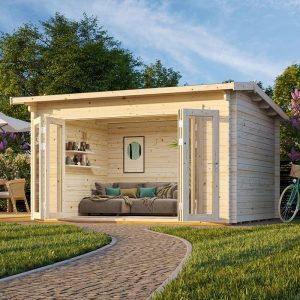 Palmako Ines 3.9m x 3m Log Cabin Garden Office (44mm) by Buy Sheds Direct