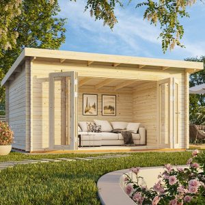 Palmako Lea 4.9m x 4m Log Cabin Garden Office (44mm) by Buy Sheds Direct
