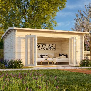 Palmako Ines 4.8m x 3m Log Cabin Garden Office (44mm) by Buy Sheds Direct