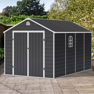 8' x 12' Lotus Sono Plastic Garden Shed with Foundation Kit (2.41m x 3.66m) by Buy Sheds Direct