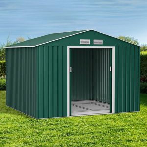 9' x 8' Lotus Orion Apex Metal Shed with Foundation Kit (2.67m x 2.55m) by Buy Sheds Direct