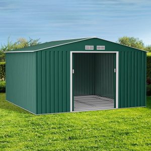 11' x 14' Lotus Orion Apex Metal Shed with Foundation Kit (3.30m x 4.46m) by Buy Sheds Direct