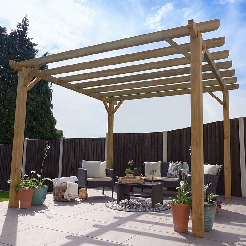12' x 12' Forest Premium Ultima Large Wooden Garden Pergola (3.6m x 3.6m) by Buy Sheds Direct