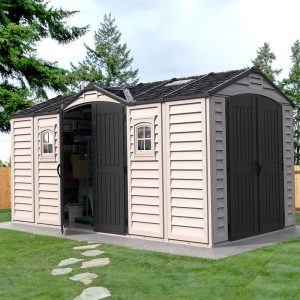 16' x 8' Saffron Apex Extra Plastic Vinyl Shed (4.77m x 2.46m) by Buy Sheds Direct