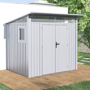 7' x 6' Lotus Minos White Aluminium Metal Shed (2.32m x 1.91m) by Buy Sheds Direct