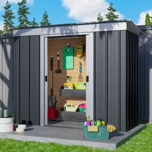6' x 4' Yardmaster Castleton Anthracite Pent Metal Shed (1.98m x 1.19m) by Buy Sheds Direct