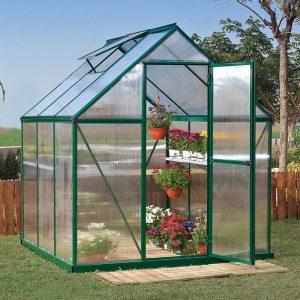 6' x 6' Palram Canopia Mythos Green Polycarbonate Greenhouse (1.85m x 1.86m) by Buy Sheds Direct