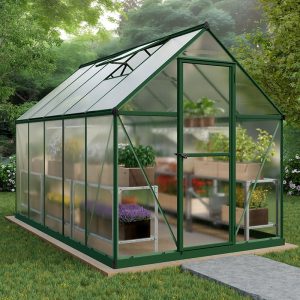 6' x 10' Palram Canopia Mythos Large Walk In Green Polycarbonate Greenhouse (1.85m x 3.06m) by Buy Sheds Direct