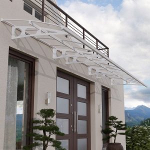 22â x 4â7 Palram Canopia Bordeaux 6690 White Clear Large Door Canopy (6.71m x 1.39m) by Buy Sheds Direct