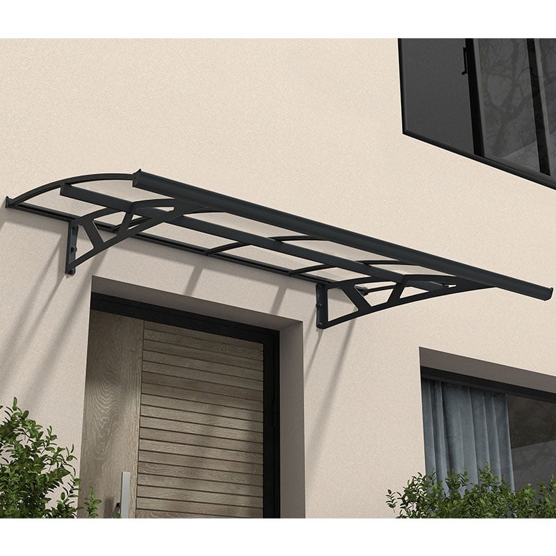 7â4 x 4â7 Palram Canopia Amsterdam 2230 Grey Clear Door Canopy (2.24m x 1.39m) by Buy Sheds Direct