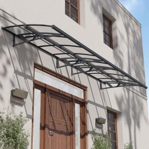 14â8 x 4â7 Palram Canopia Amsterdam 4460 Grey Clear Large Door Canopy (4.47m x 1.39m) by Buy Sheds Direct