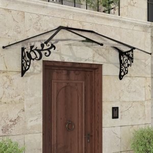 7â1 x 2â11 Palram Canopia Lily 2130 Black Clear Door Canopy (2.16m x 0.88m) by Buy Sheds Direct