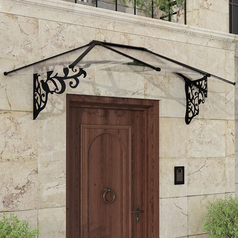 7â1 x 2â11 Palram Canopia Lily 2130 Black Clear Door Canopy (2.16m x 0.88m) by Buy Sheds Direct