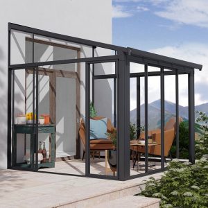 10' x 10' Palram Canopia SanRemo Grey Lean-To Conservatory (3.05m x 3.05m) by Buy Sheds Direct