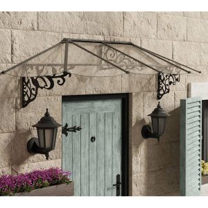 8â9 x 2â11 Palram Canopia Lily 2600 Black Clear Door Canopy (2.67m x 0.88m) by Buy Sheds Direct