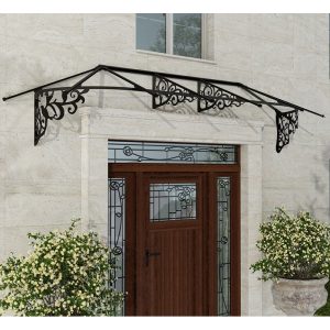 10â6 x 2â11 Palram Canopia Lily 3100 Black Clear Large Door Canopy (3.19m x 0.88m) by Buy Sheds Direct