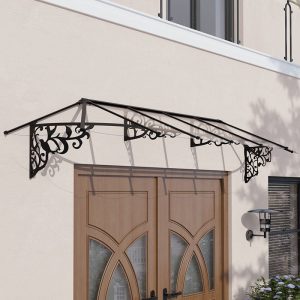 12â2 x 2â11 Palram Canopia Lily 3600 Black Clear Large Door Canopy (3.7m x 0.88m) by Buy Sheds Direct