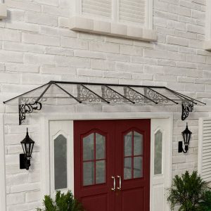 13â10 x 2â11 Palram Canopia Lily 4100 Black Clear Large Door Canopy (4.21m x 0.88m) by Buy Sheds Direct