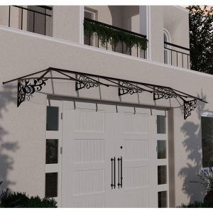 15â6 x 2â11 Palram Canopia Lily 4700 Black Clear Large Door Canopy (4.73m x 0.88m) by Buy Sheds Direct