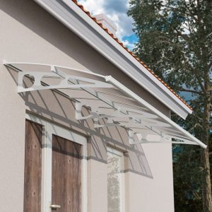 14' x 5' Palram Canopia Bordeaux 4460 Large Door Canopy - White Mist (4.47m x 1.39m) by Buy Sheds Direct