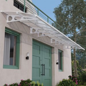 21' x 5' Palram Canopia Bordeaux 6690 Large Door Canopy - White Mist (6.71m x 1.39m) by Buy Sheds Direct