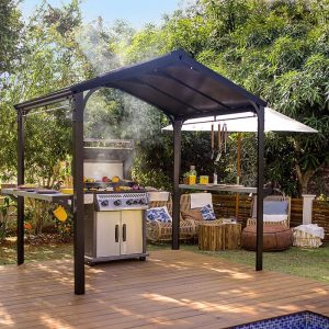 8' x 6' Palram Canopia Austin 2400 BBQ Shelter Gazebo - Black (2.84m x 1.8m) by Buy Sheds Direct