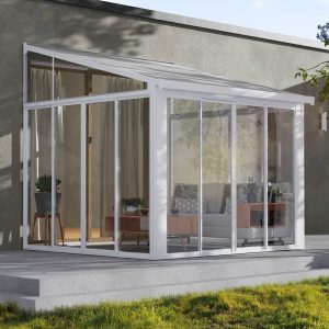 10' x 10' Palram Canopia SanRemo White Lean-To Conservatory (3.05m x 3.05m) by Buy Sheds Direct