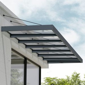 21â8 x 4â7 Palram Canopia Sophia XL 7000 Grey Clear Door Canopy (6.6m x 1.4m) by Buy Sheds Direct