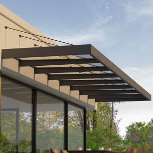 24â7 x 4â7 Palram Canopia Sophia XL 8000 Grey Clear Door Canopy (7.5m x 1.4m) by Buy Sheds Direct