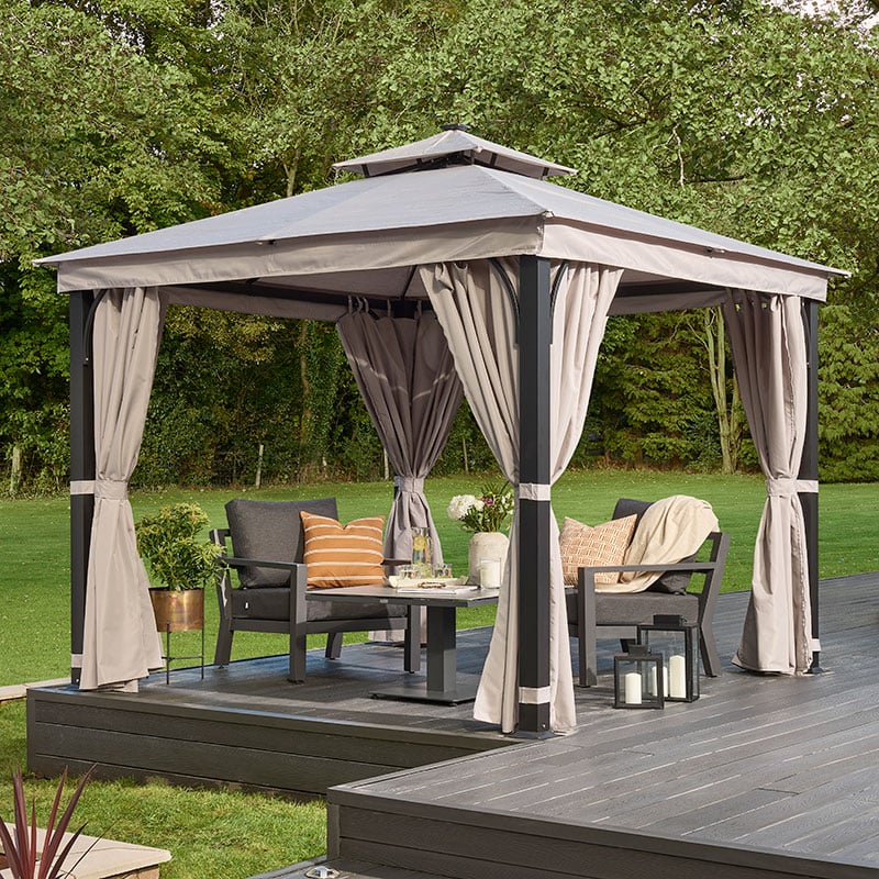 10' x 10' Garden Must Haves Luxury Garden Gazebo with LED Lighting - Taupe (3m x 3m) by Buy Sheds Direct