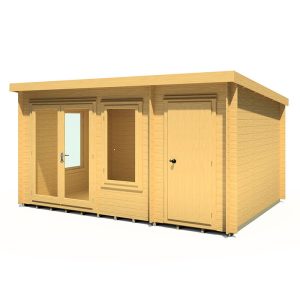 Shire Elm 4.2m x 3m Log Cabin with Side Shed (19mm) by Buy Sheds Direct