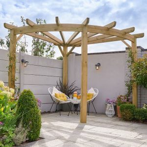 Premium 9x9 Forest Radial Wooden Corner Pergola (2.75m x 2.75m) by Buy Sheds Direct