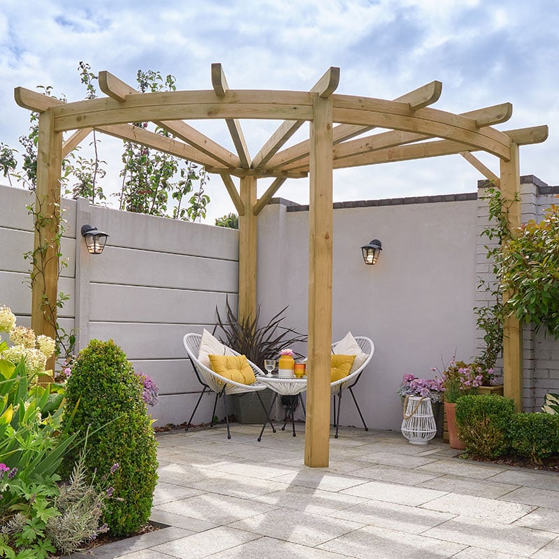 Premium 9x9 Forest Radial Wooden Corner Pergola (2.75m x 2.75m) by Buy Sheds Direct