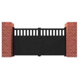 Partial Privacy Premium Metal Driveway Double Gates - Black by Buy Sheds Direct