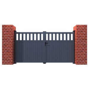 Partial Privacy Premium Metal Driveway Double Gates - Grey by Buy Sheds Direct